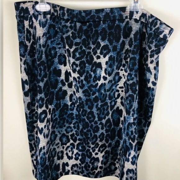 Stunning!SimontonSays•XL•Blue Leopard•Animal Print•Skirt•Pull On Metallic Thread - Picture 1 of 10